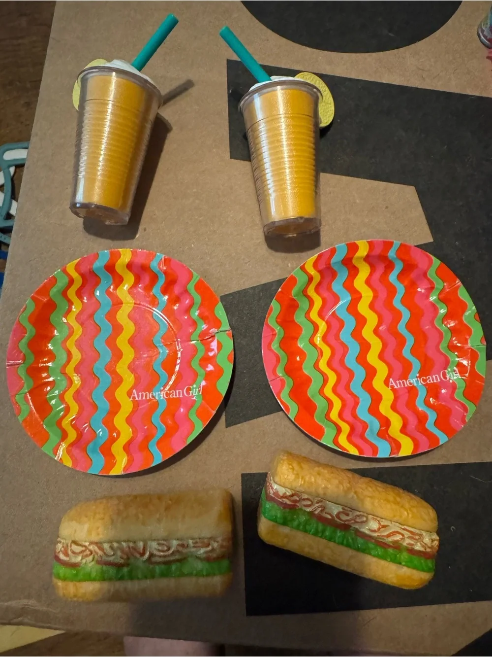 American Girl Doll picnic set sub sandwiches & smoothies